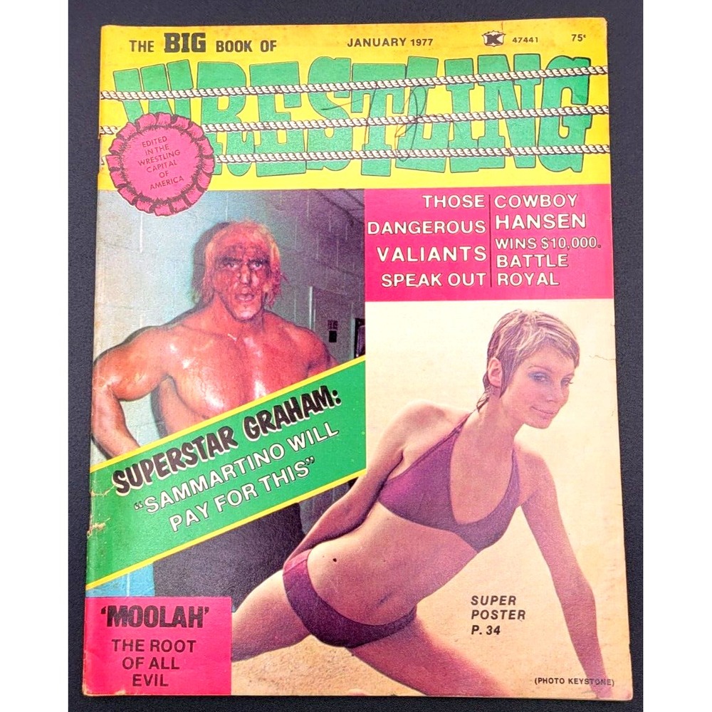 THE BIG BOOK OF WRESTLING JAN 1977 SUPERSTAR GRAHAM MOOLAH COWBOY HANSEN VALIANT